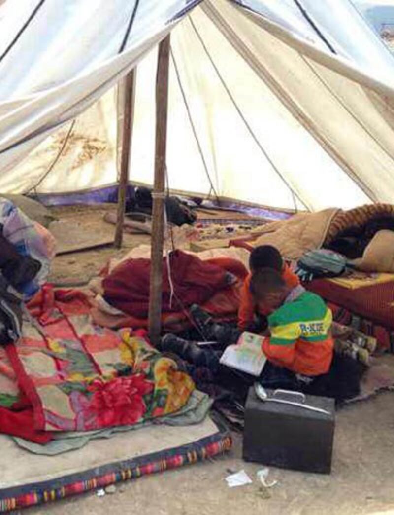 A protester's tent at a construction site in Ngaba.