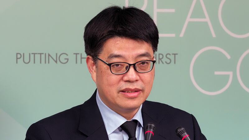 2020年6月30日,陸委會副主委邱垂正:嚴正譴責中共執意傷害香港自由民主與人權法治等核心價值。(鍾廣政 攝)