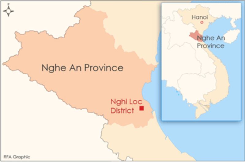 Map showing Nghi Loc district where the My Yen church is located.