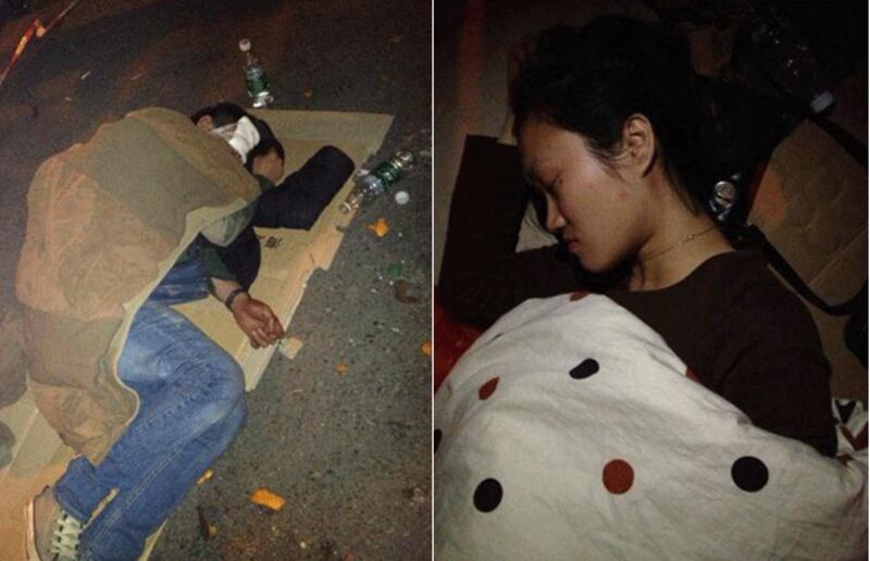 驅趕小販行動中，有孕婦和男攤販被警察和城管打傷。(攤販提供)