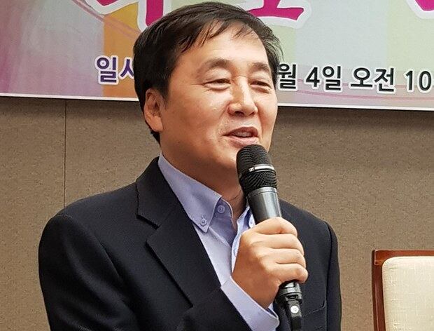 지난해 5월 서울 프레스센터에서 열린 북한자유주간 행사에서 김성민 준비위원장이 인사말을 하고 있다.