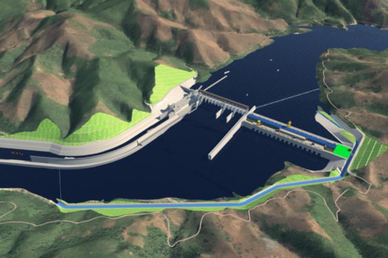An artist’s rendering of the Pak Beng Dam