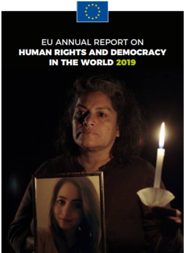 유럽연합의 ‘2019 세계 인권과 민주주의 연례보고서’(사진·EU Annual Report on Human Rights and Democracy in the World 2019) 표지.