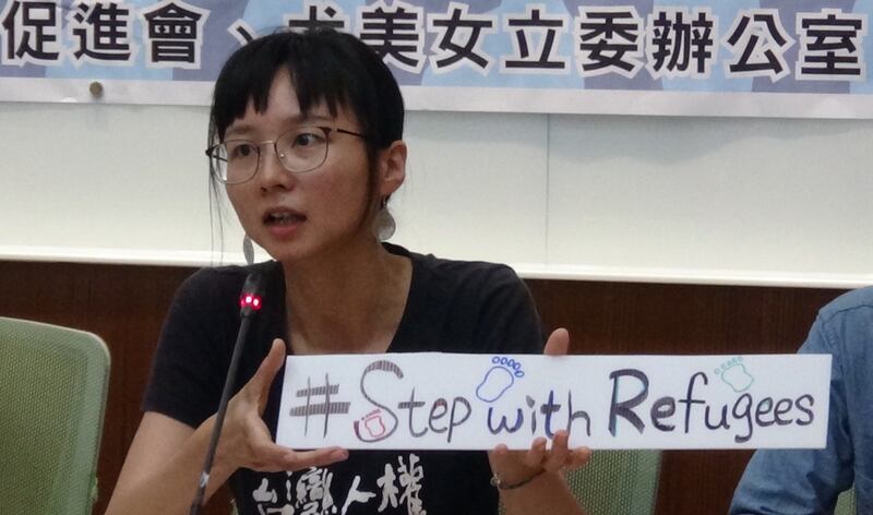 台湾人权促进会秘书长邱伊翎。（记者夏小华摄）