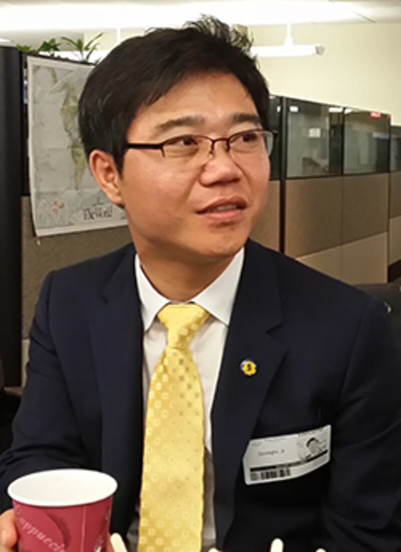 미국 워싱턴DC 자유아시아방송을 방문한 NAUH 지성호 대표. (RFA PHOTO)