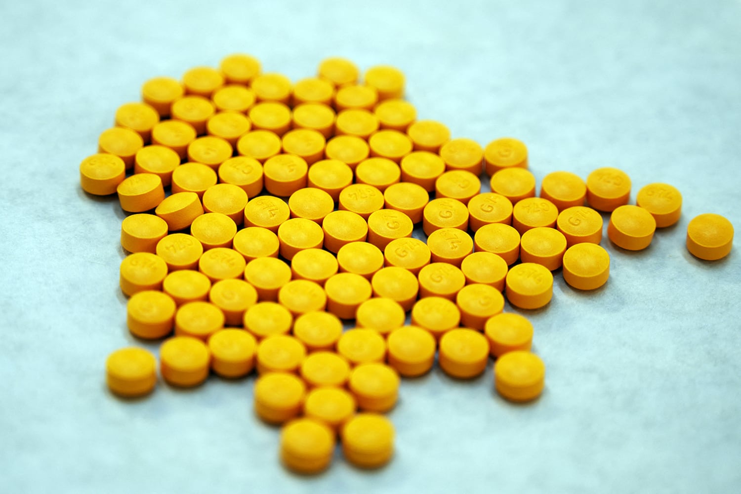 Tablets laced with fentanyl are displayed at the Drug Enforcement Administration Northeast Regional Laboratory on Oct. 8, 2019, in New York.