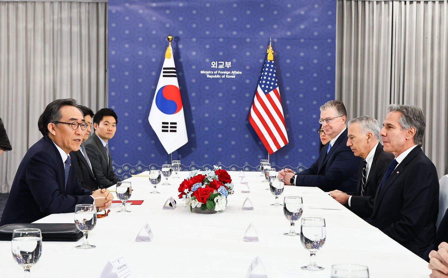 조태열 외교부 장관이 6일 서울 종로구 정부서울청사 외교부에서 토니 블링컨 미국 국무장관과 갖은 한ㆍ미 외교장관 회담에서 인사말을 하고 있다.