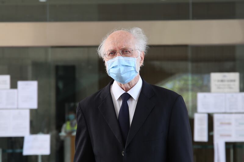 之前曾被捕，但未被起訴的美國籍律師關尚義也有前來聲援。（張展豪 攝）