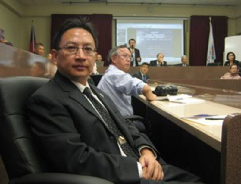 图片:大陆侨领邓澍宏首次出席台湾光复演讲会 (记者萧融拍摄)