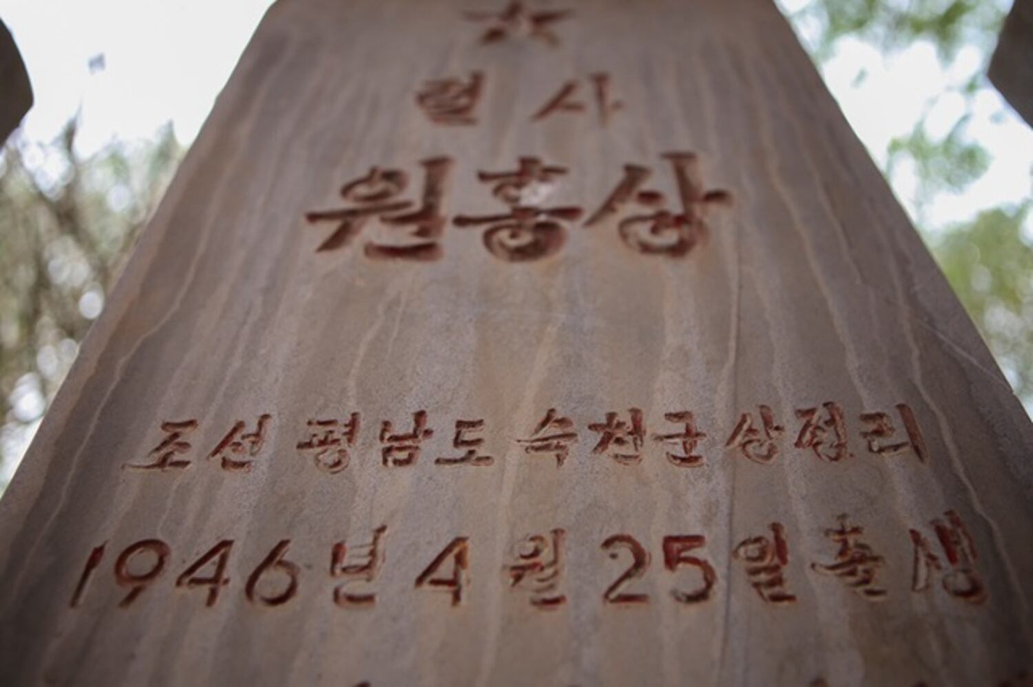 Headstone of Won Hong Sang, the first North Korean pilot killed in action in North Vietnam in 1965 aged 19.