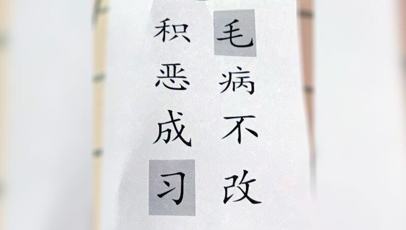“毛”病不改,积恶成“习”非常醒目。(记者 黄春梅摄)