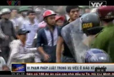 Hình ảnh vụ việc Mỹ Yên trên đài VTV1. Screen capture