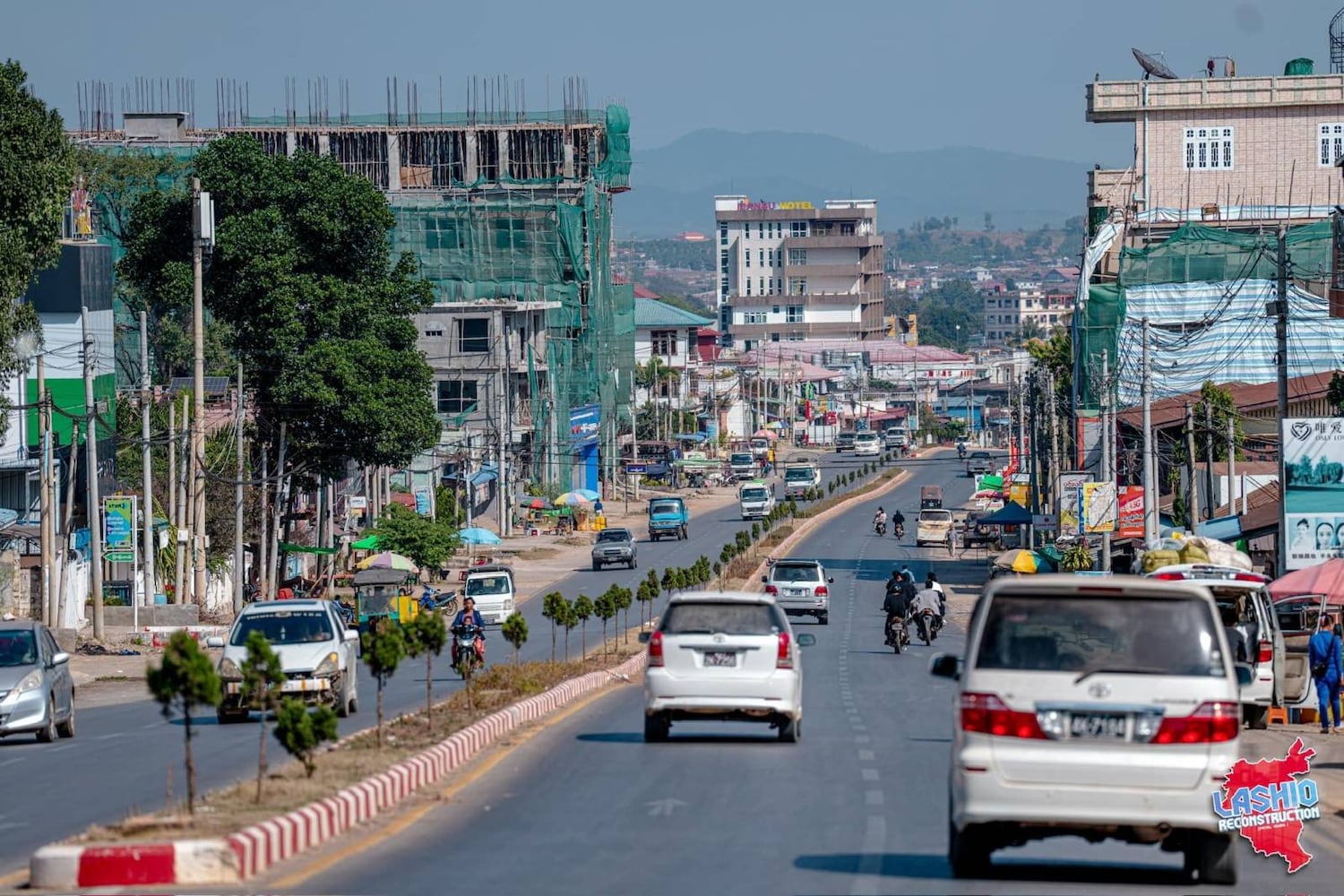 A main street in Myanmar's Lashio town on Jan. 7, 2025.