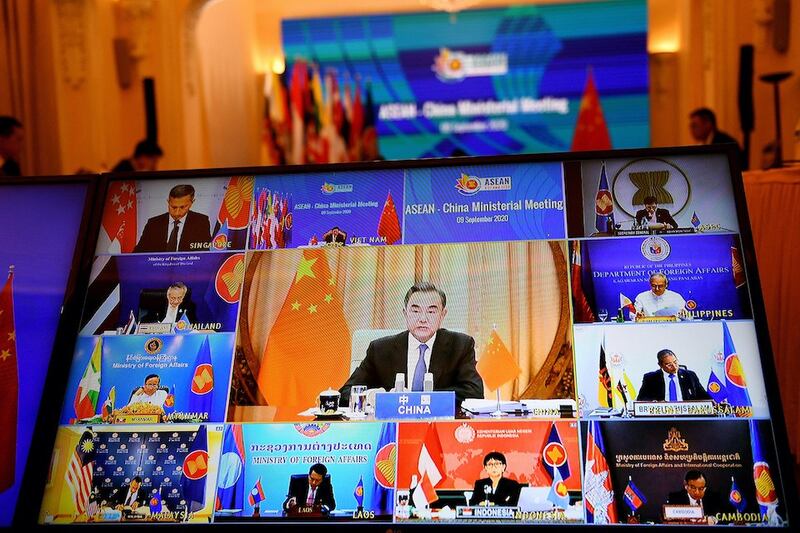 Hình minh hoạ. Ngoại trưởng Trung Quốc Vương Nghị tham dự hội nghị trực tuyến với ASEAN do Hà Nội tổ chức hôm 9/9/2020