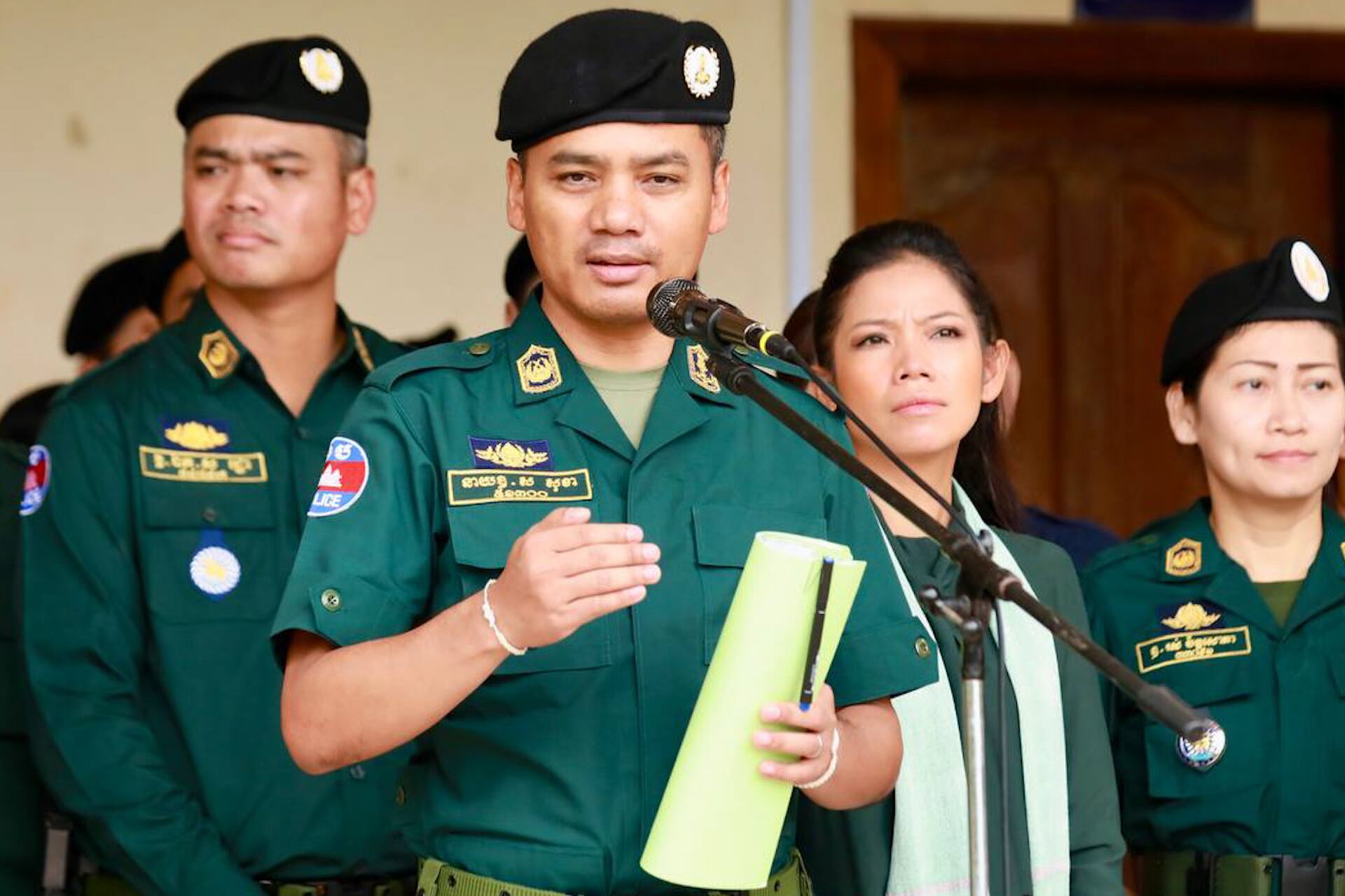 Interior Minister Sar Sokha visits police forces at Preah Vihear province on11 June 2025.