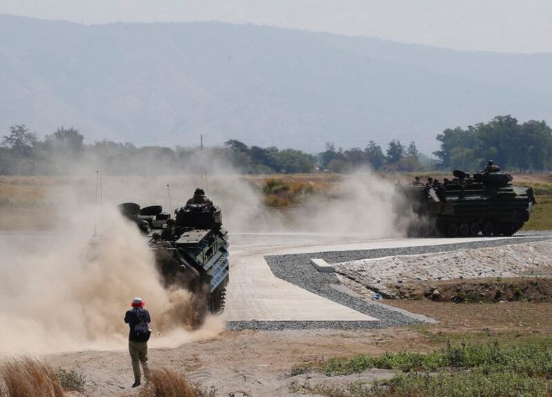 Amphibious Assault Vehicles maneuver during the Balikatan exercise in Zambales province, Philippines, April 11, 2019. Credit: AP