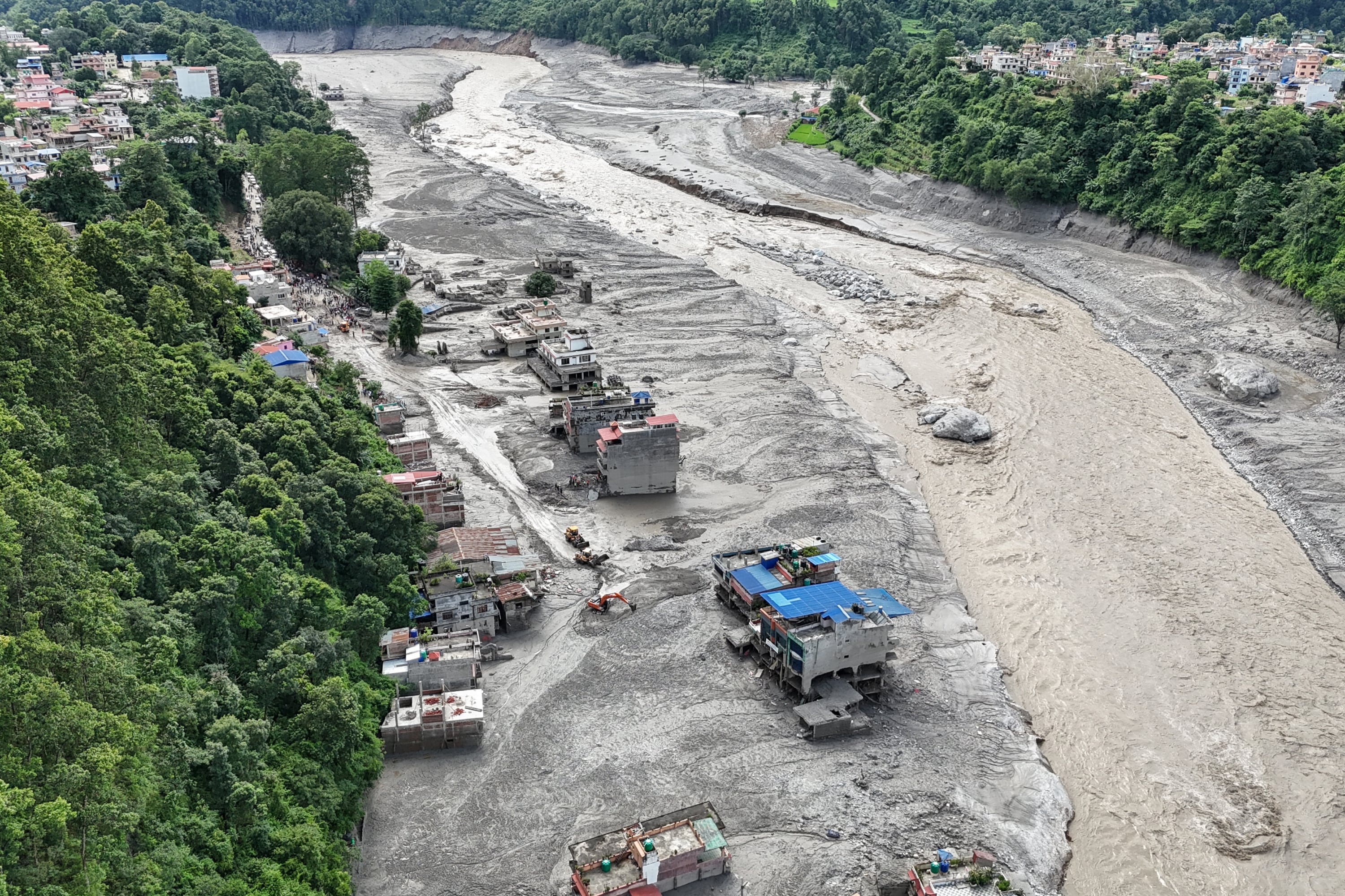 Satellite imagery shows extensive damage from Nepal-Tibet border floods