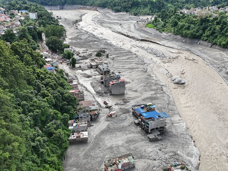 Satellite imagery shows extensive damage from Nepal-Tibet border floods