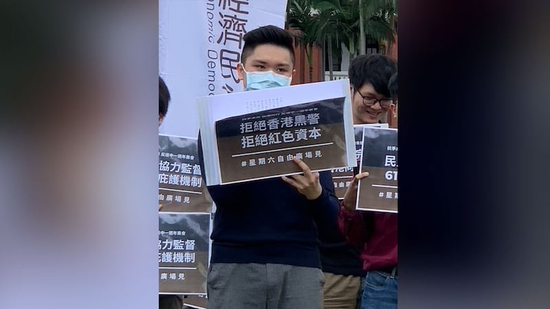 香港边城青年Kuma呼吁台人与香港并肩而行。(记者 黄春梅摄)
