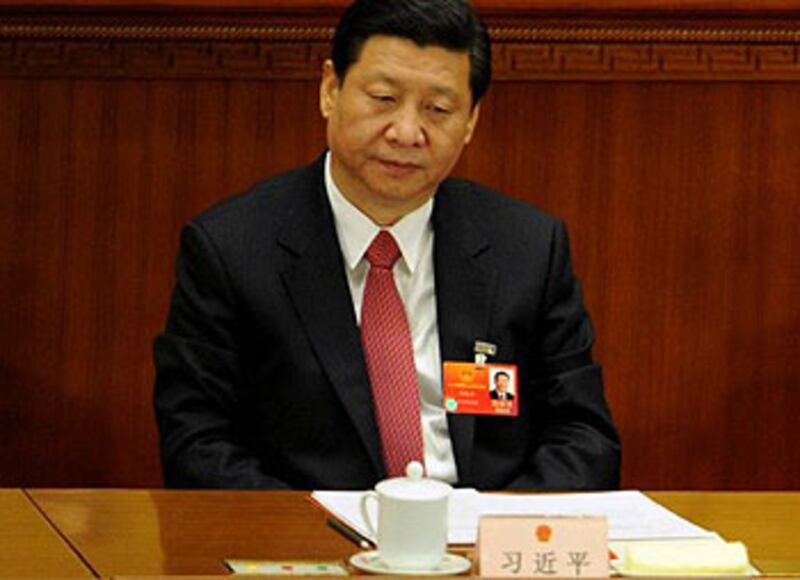 2012年3月12日,習近平在人大會議上。(法新社圖片)