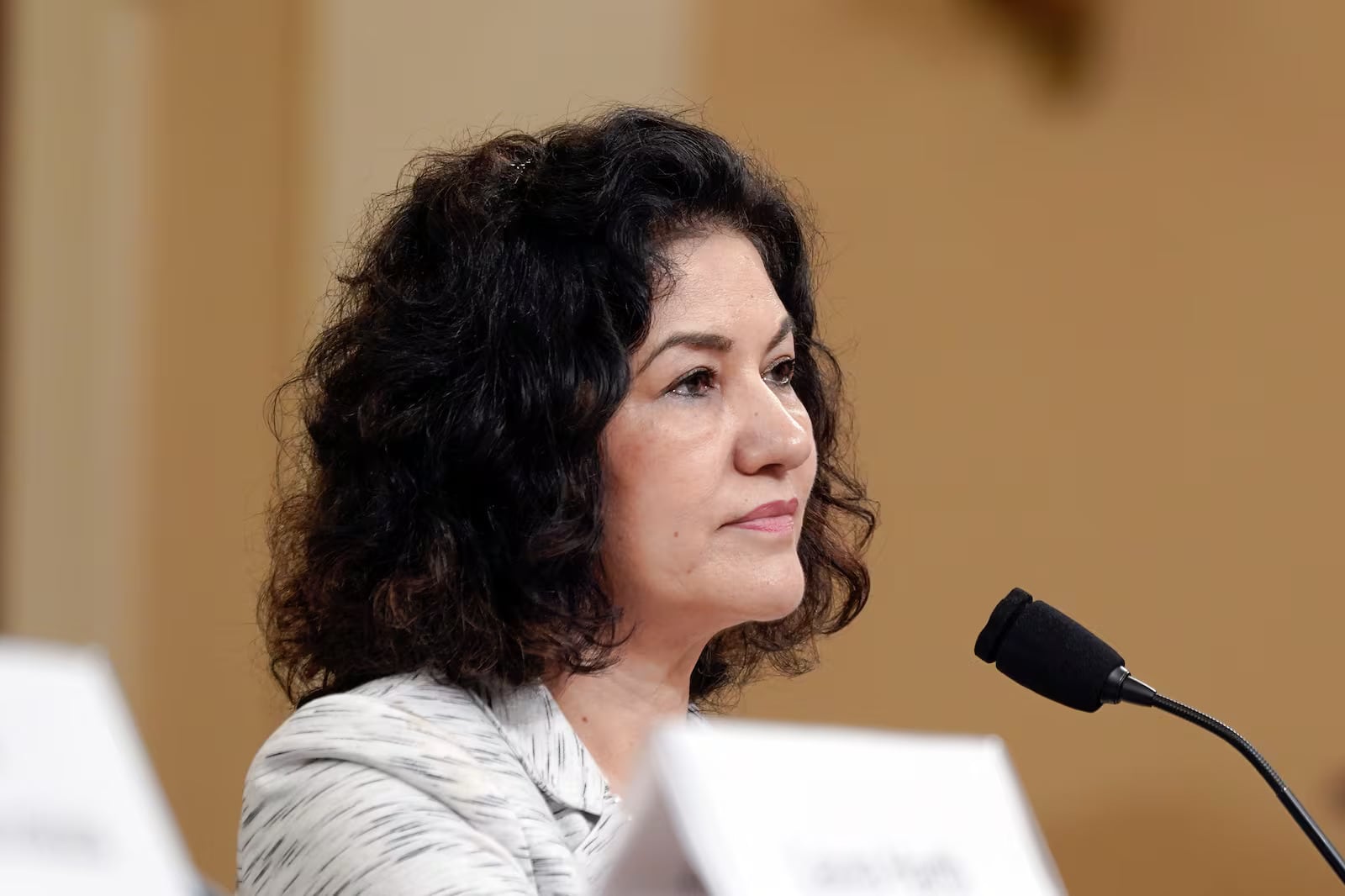 维吾尔人权活动家茹仙·阿巴斯在华盛顿国会山举行的美国国会行政当局中国委员会听证会上作证。