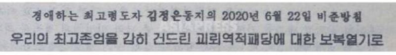 아시아프레스가 최근 입수한6월 28일 북한 주민들에게 배포된 노동당 선전선동부 문서 제목 사진의 일부.