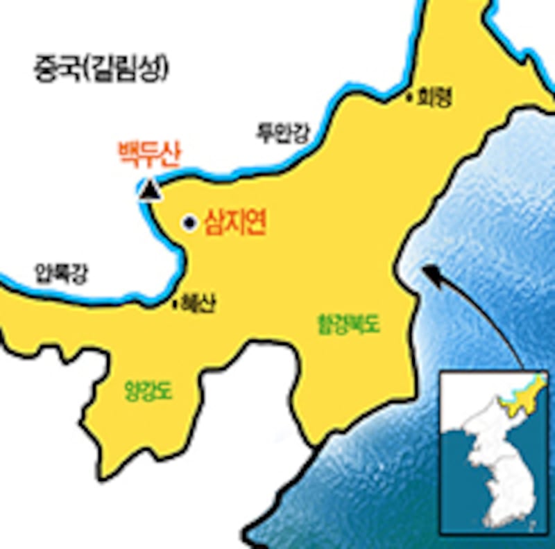 삼지연 인근 지도