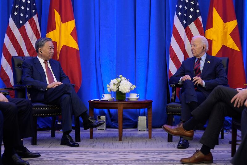 President Joe Biden meets with Vietnam’s President To Lam in New York, Sept. 25, 2024.