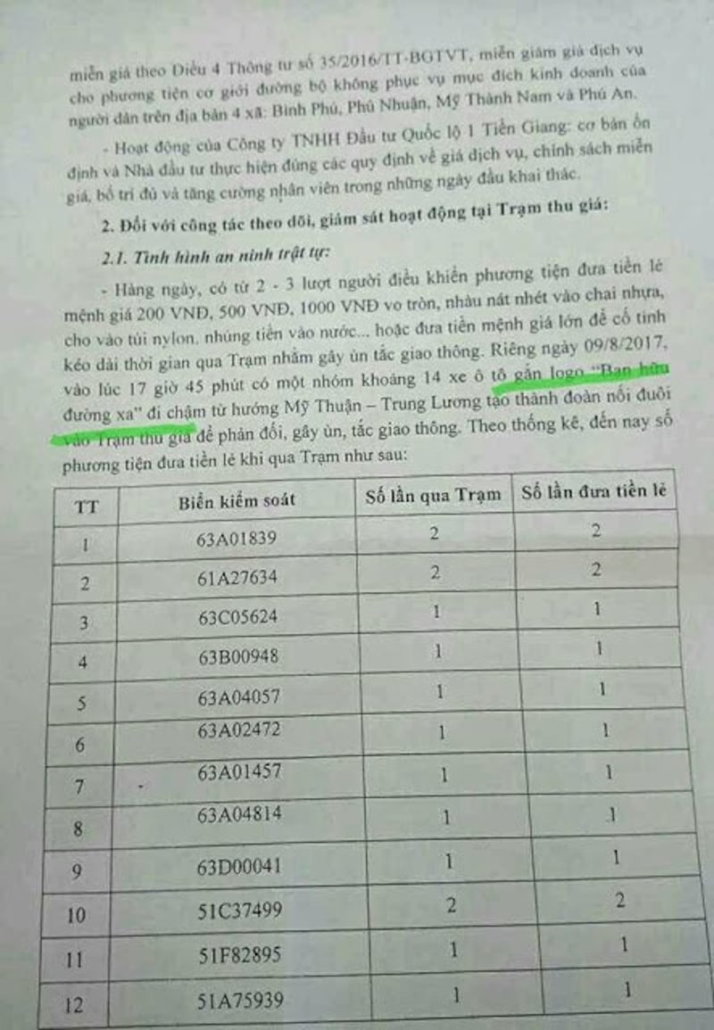 Biển số 19 xe dùng tiền lẻ để đi qua trạm thu phí bị đề nghị xử lý.