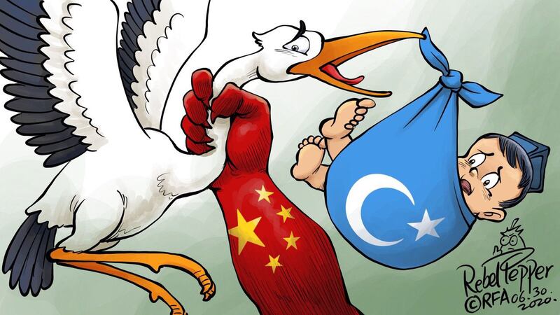 خىتاينىڭ ئۇيغۇر قىرغىنچىلىق ھەرىكىتىنىڭ كارتون ئىپادىلىنىشى.
