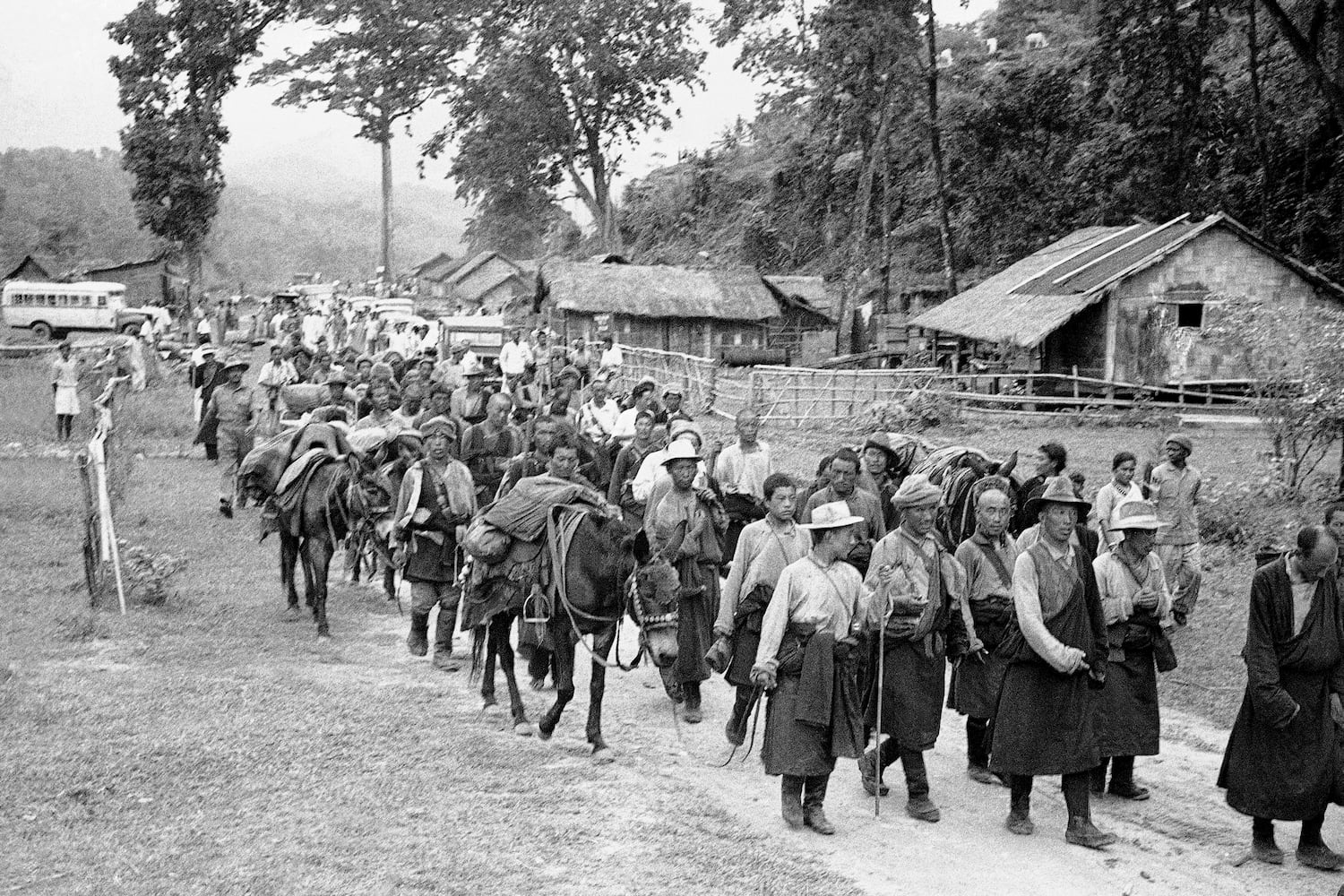 Tibetan refugees fleeing Chinese forces arrive in northeast India, May 13, 1959 after a six-week trek from Tibet.
