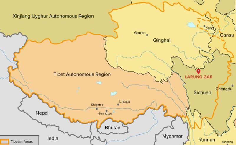 A map is to show the location of Larung Gar