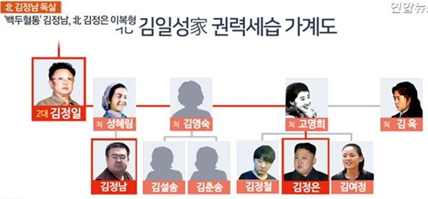 비극의 씨앗이 된 복잡한 김정은 일가의 가계도.