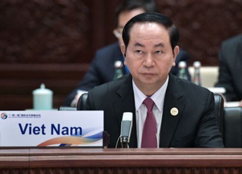 Chủ tịch Việt Nam Trần Đại Quang tham dự diễn đàn Vành Đai Và Con Đường, tại Bắc Kinh, ngày 15 tháng 5 năm 2017. 