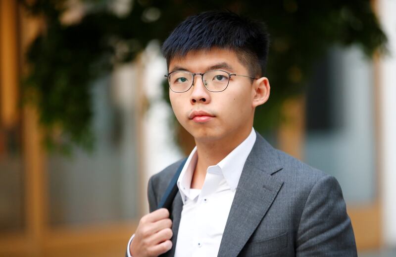 黃之鋒，1996年出生，前香港學民思潮召集人、香港眾志創黨成員兼前秘書長。 （路透社資料圖片）