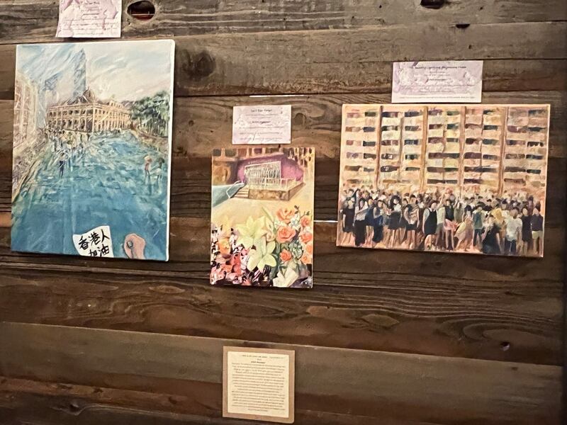 加州湾区港人举办美术展中展出的美术作品(孙诚拍摄,独家首发)