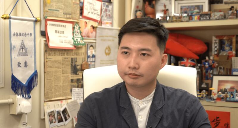 前油尖旺區議員余德寶，接受本台專訪時已經辭職。（張展豪攝）