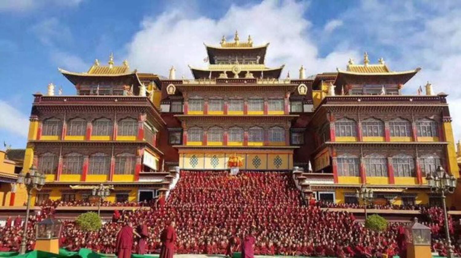 Monks at Kirti Monastery in Ngaba county, southwestern China's Sichuan province, are seen in an undated photo.