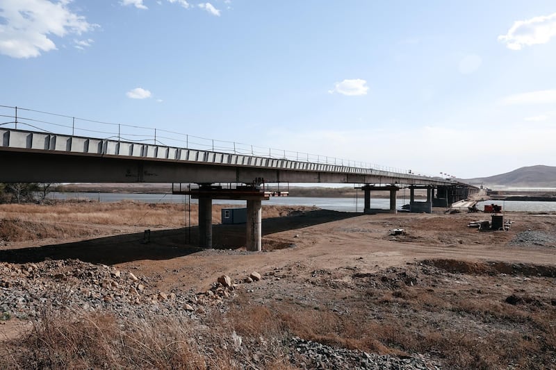 A road bridge over the Tumen River connecting Russia and North Korea, April 21, 2026.
