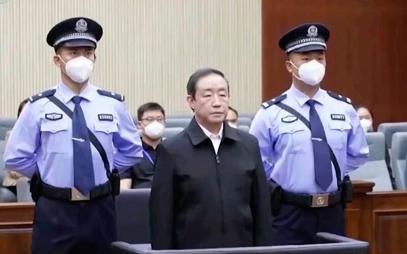 2022年9月22日,吉林省长春市中级人民法院公开宣判全国政协社会和法制委员会原副主任傅政华受贿、徇私枉法一案。(CCTV/AFP)