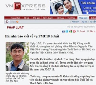 Hai nhà báo bị bắt vì khai thác tin tức vụ hối lộ tham nhũng