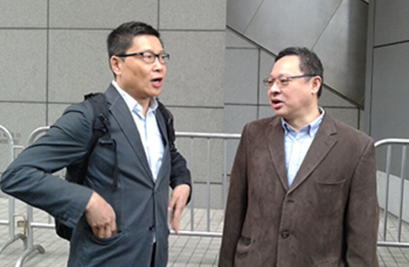2015年3月2日，“佔中三子”的戴耀廷（右）及陳健民亦到場聲援。（戴維森攝）