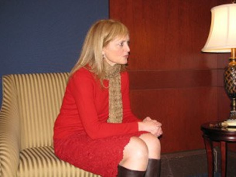 图片： 兰托斯基金会主席卡翠娜·兰托斯·斯维特博士接受访问。 （记者拍摄）