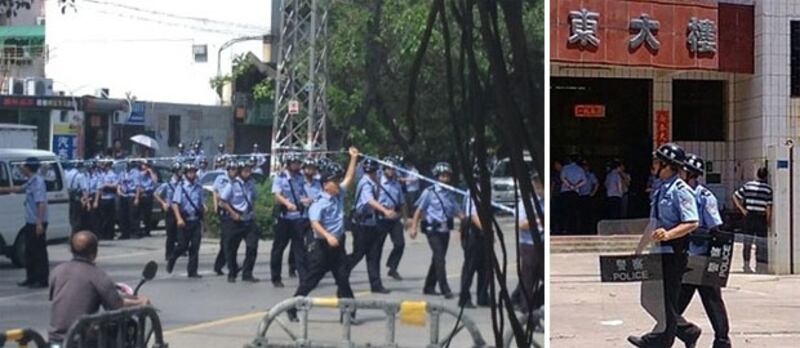 7月8日,當局調派三百多武警到衛東村村委會,暴力驅散村民,衝突中13名村民被打傷抓捕,村委會所有賬簿被武警搶走。隨後特警在村委會大樓外巡邏,禁止村民聚集。(村民譚先生提供)