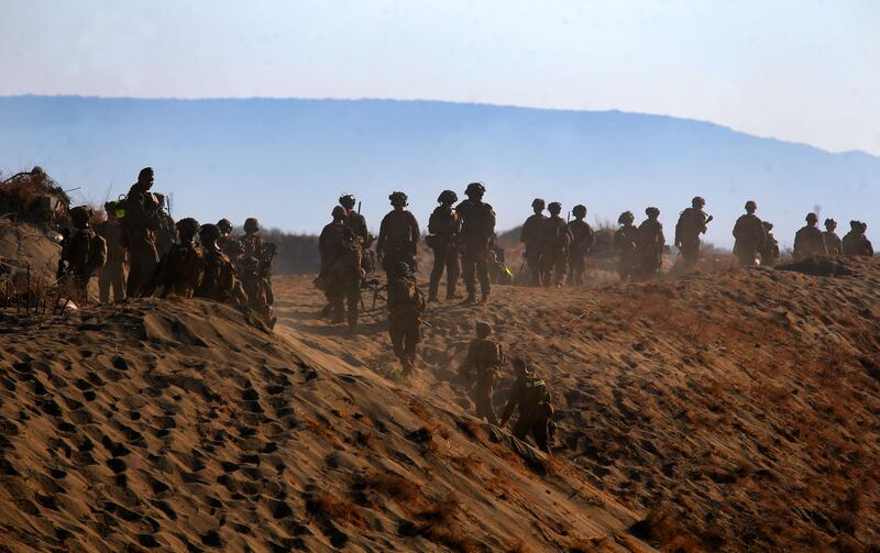 American soldiers are seen before a simulated counter-landing live-fire drill during the Balikatan joint military exercise in Laoag city, Ilocos Norte province, northern Philippines, May 6, 2024. (Mark Navales/BenarNews)