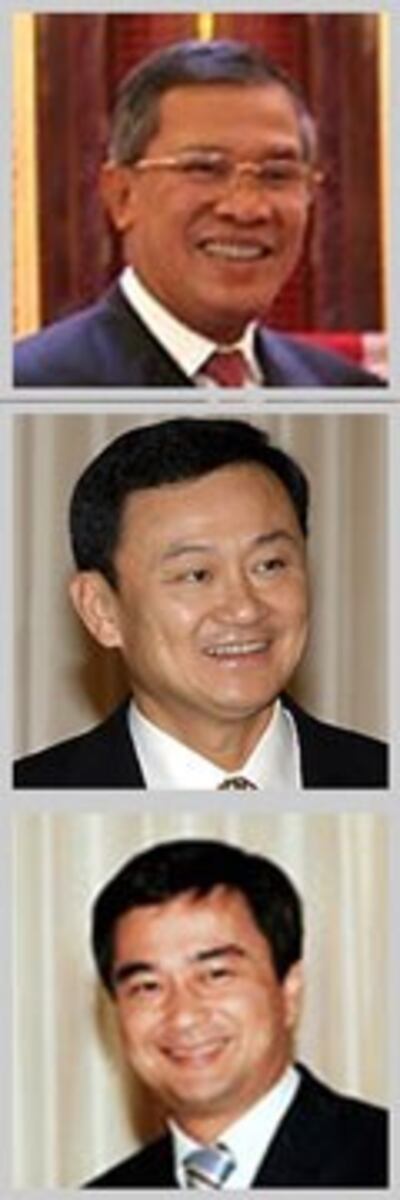 Từ trên xuống: Ô.Hun Sen-Ô.Thaksin Shinawatra-Ô.Abhisit Vejjajiva 