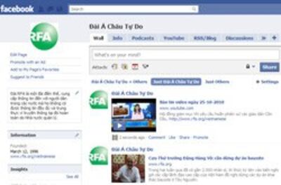 Trang Facebook của Đài Á Châu Tự Do. RFA PHOTO.