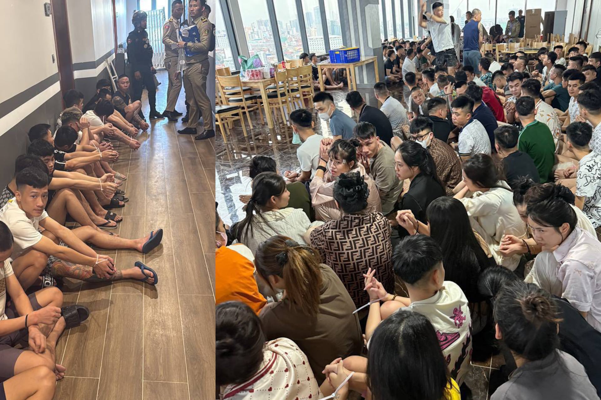 Authorities raided a suspected location related to online fraud in a building in Phnom Penh on July 14, 2025.