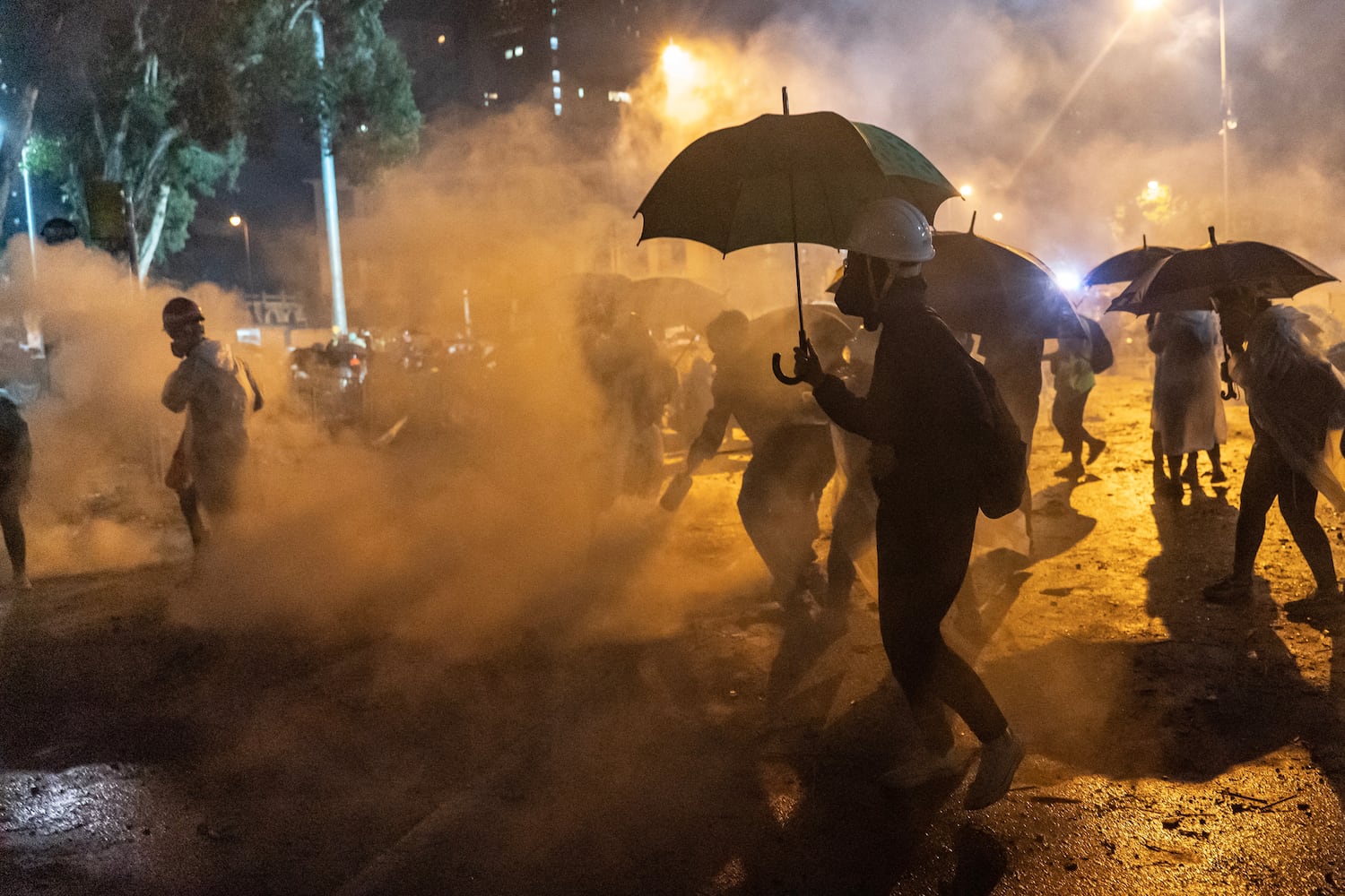 Protesters clash with police as police fire teargas at them at The Hong Kong Poytechnic University on November 18, 2019 in Hong Kong. (Anthony Kwan/Getty Images)