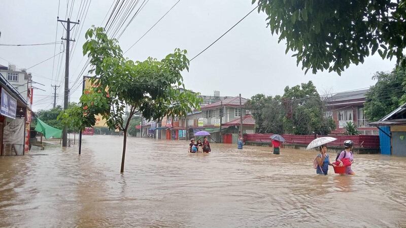 မြစ်ကြီးနားမြို့တွင် ရေကြီးမှုအား ၂၀၂၄ ခုနှစ်၊ ဇူလိုင်လ ၁ ရက်နေ့က တွေ့ရစဉ်။ (Citizen Photo)